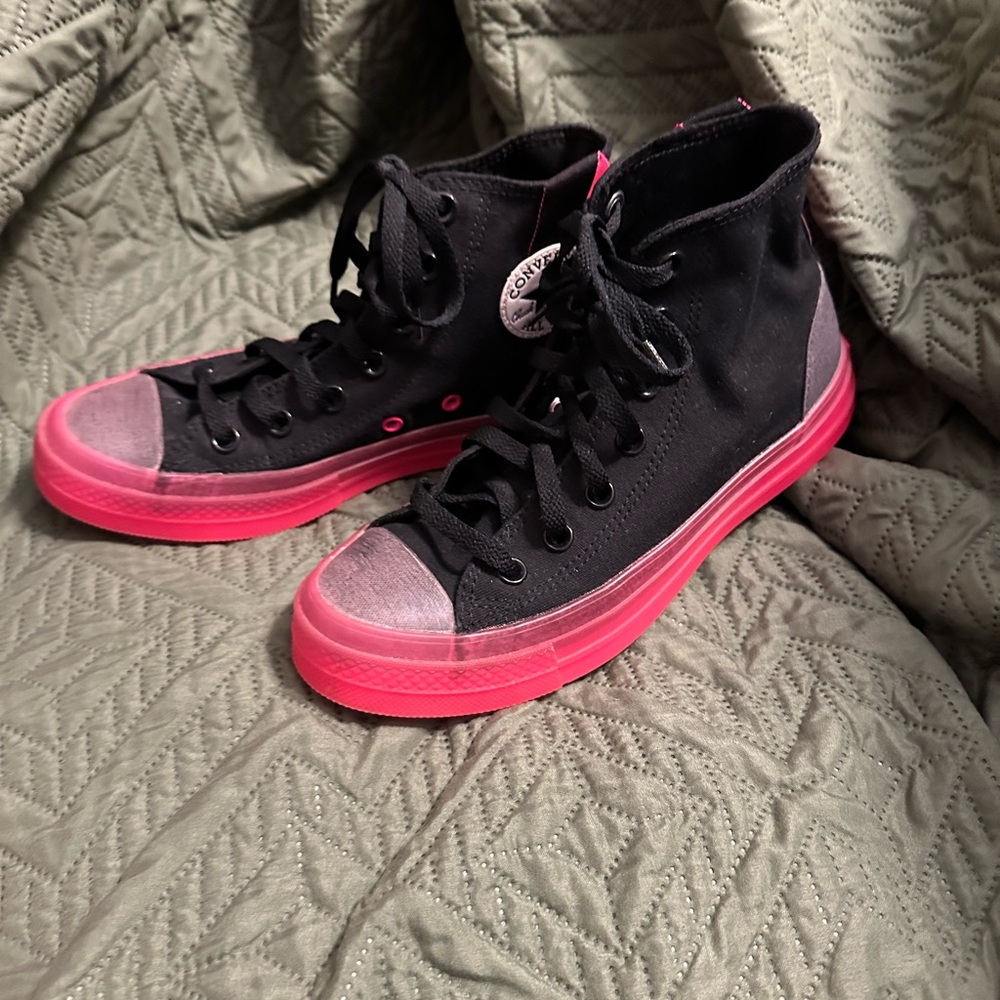 Black and Pink Converse Sneakers